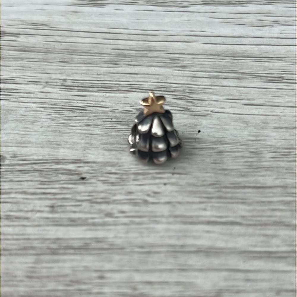 Pandora Christmas Tree Charm - Retired Sterling Silver and 14K - Picture 2 of 2